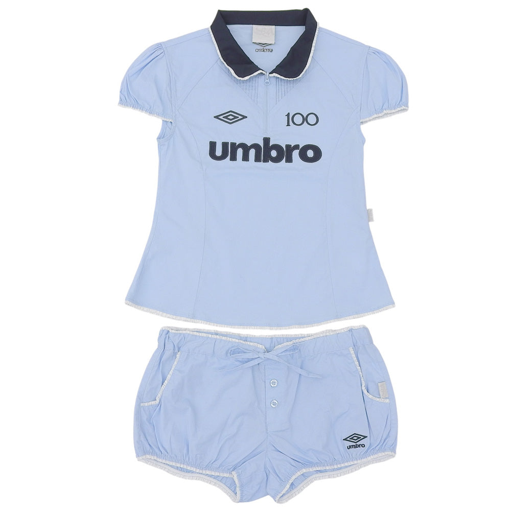 UMBRO Cut and Sew Shorts Set Up Ladies Light Blue M/S Suit Set Up
