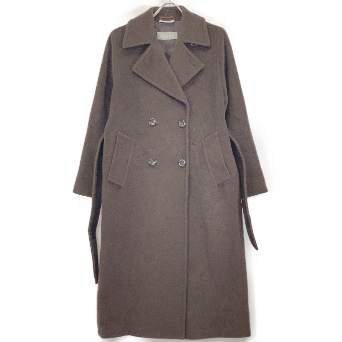 Max Mara 1600015 Brown 100% Wool Belted Semi-Double Long Coat