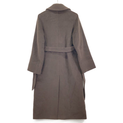 Max Mara 1600015 Brown 100% Wool Belted Semi-Double Long Coat