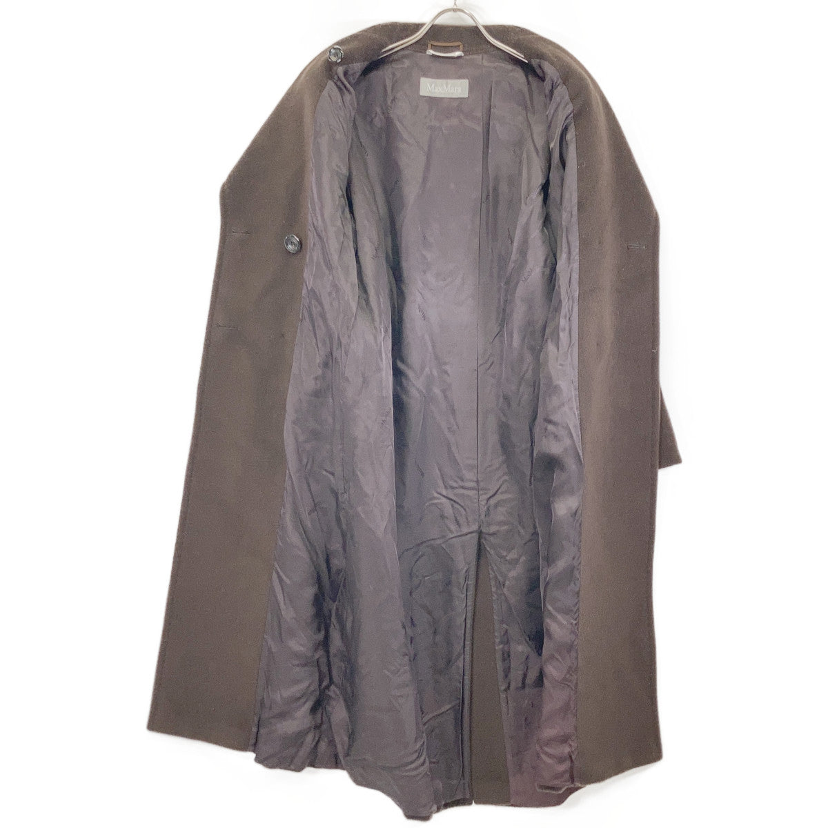Max Mara 1600015 Brown 100% Wool Belted Semi-Double Long Coat