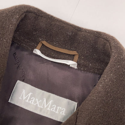 Max Mara 1600015 Brown 100% Wool Belted Semi-Double Long Coat