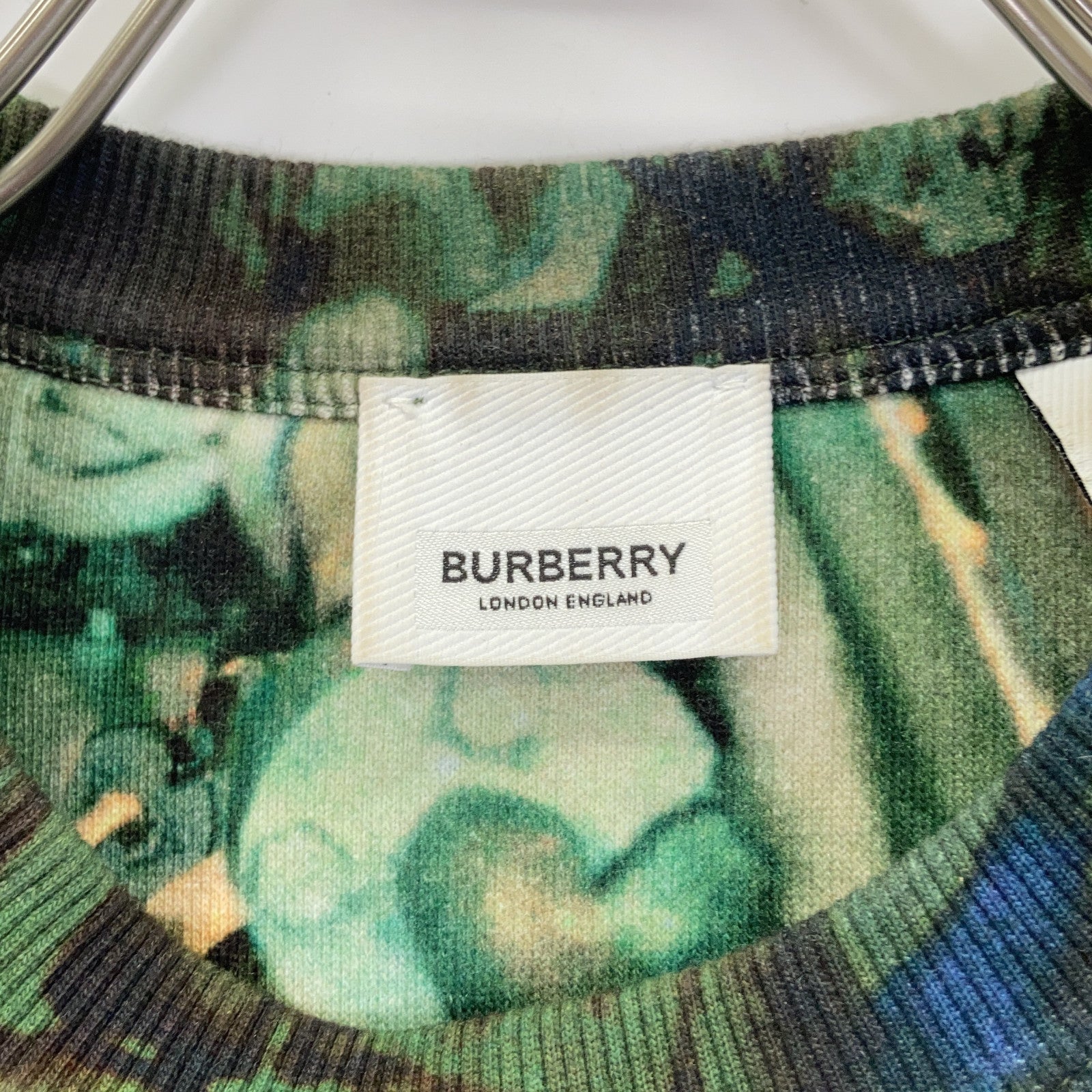 BURBERRY 博柏利 绿色 全幅印花 圆领 长袖 卫衣 上衣