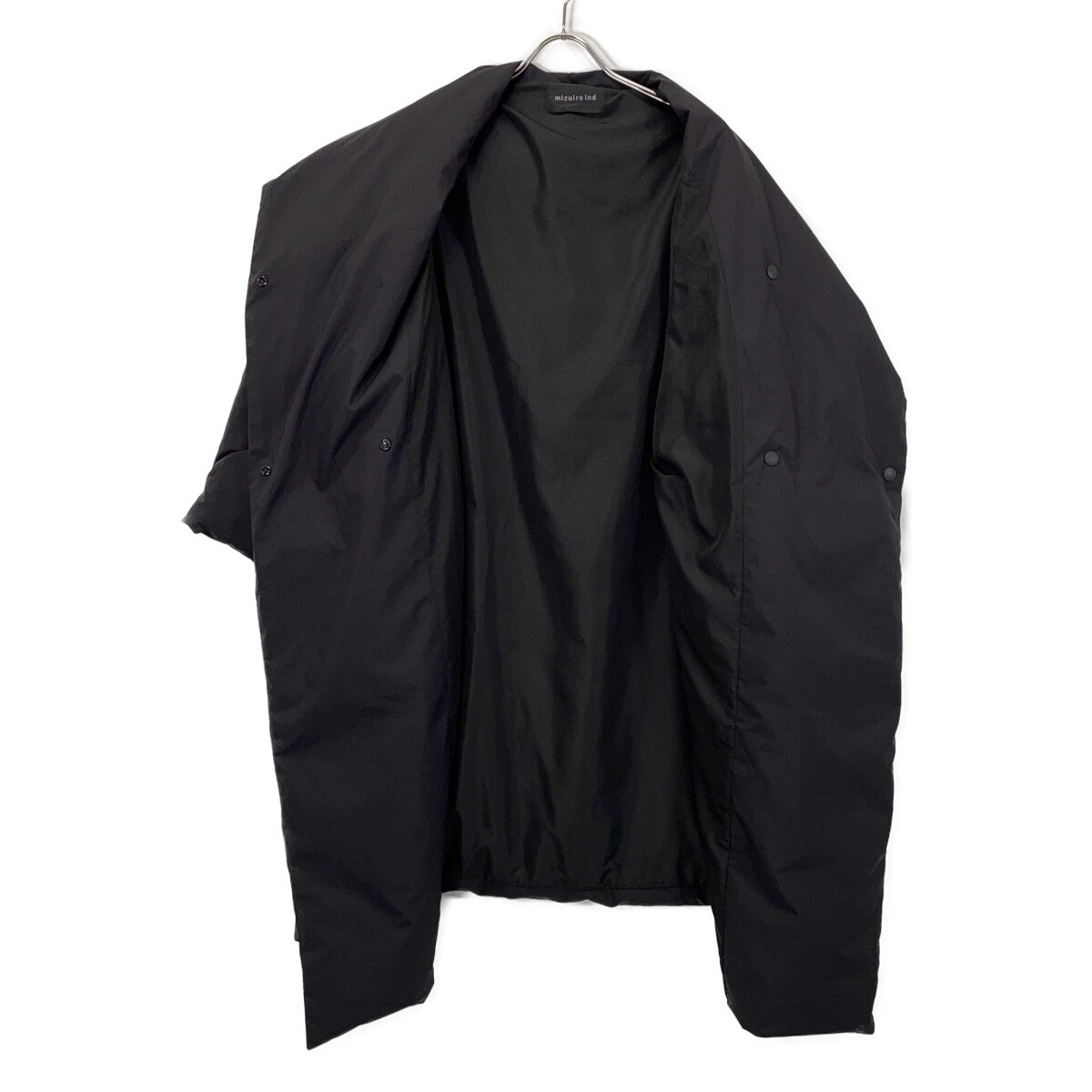 Black Shawl Collar Drape Light Down Coat, Coat, F (Women's)