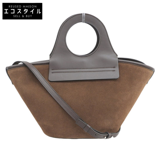 HEREU ヘリュー 新品同様 スエード×レザー 2WAY ハンドバッグ ショルダーバッグ レディース ブラウン ハンドバッグ