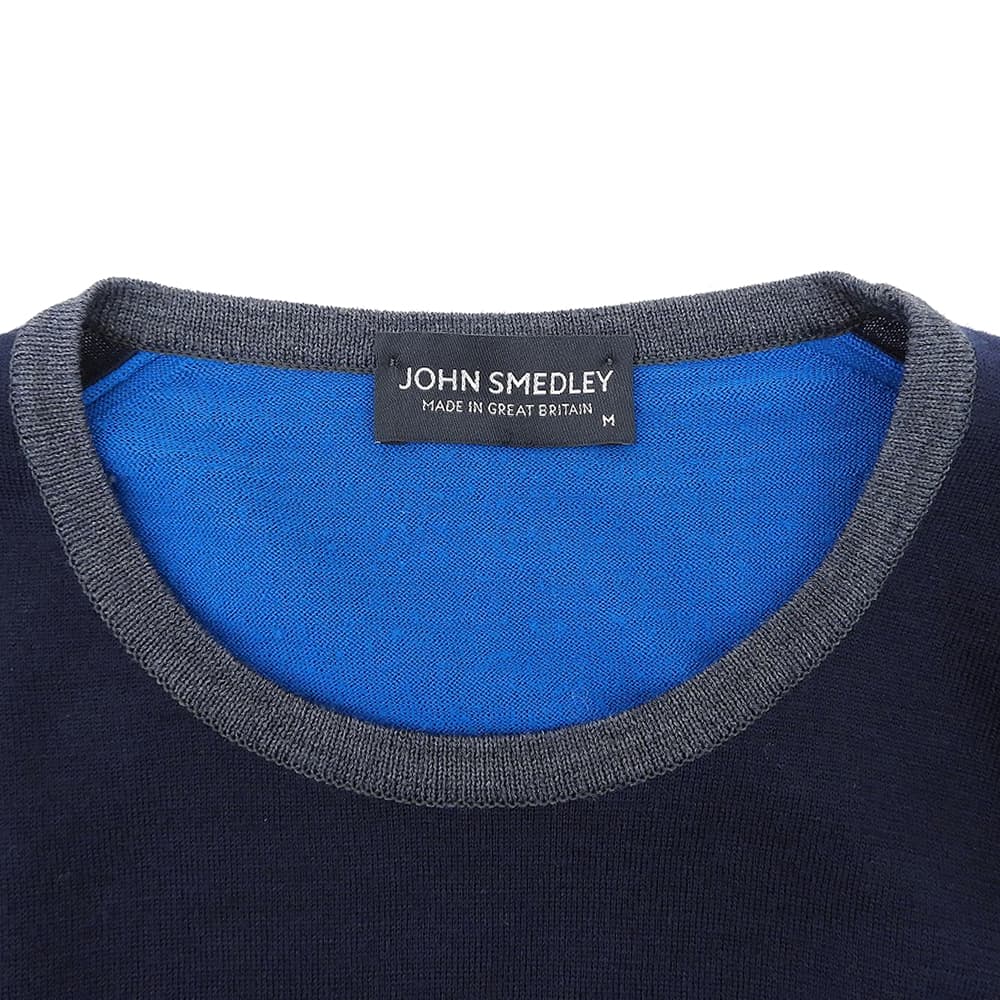 羊毛100% 圆领长袖针织衫 女款 海军蓝×蓝色 M 上衣 M 女款