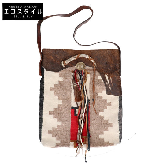 Ralph Lauren Vintage Wool x Cowhide Leather Native American Horn x Beads x Concho LETH ARTISAN SCOUT BAG Shoulder Bag