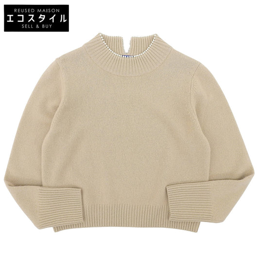 Excellent Condition Super Fine Lambswool High Neck Pullover Top Women's Beige 38 Made in 2024 Tops 38 Women's
