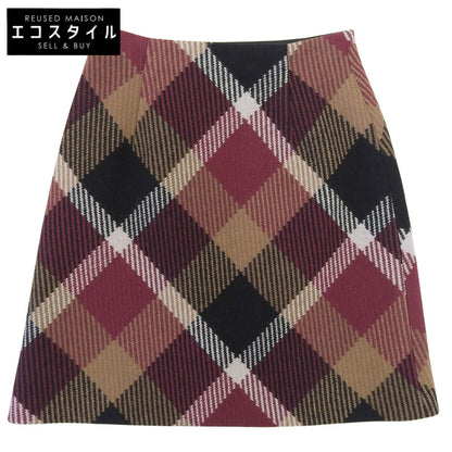 BLUE LABEL CRESTBRIDGE ブルーレーベルクレストブリッジ 美品 クレストブリッジチェック ロービングツイード 台形スカート ボルドー 36 スカート