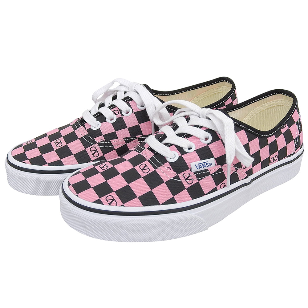 VANS バンズ 新品同様 オーセンティック Vロゴ チェッカースニーカー レディース ピンク×ブラック 23.5cm 7W0S0ND8 25-26AW シューズ 23.5