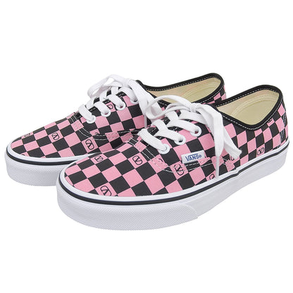 VANS バンズ 新品同様 オーセンティック Vロゴ チェッカースニーカー レディース ピンク×ブラック 23.5cm 7W0S0ND8 25-26AW シューズ 23.5