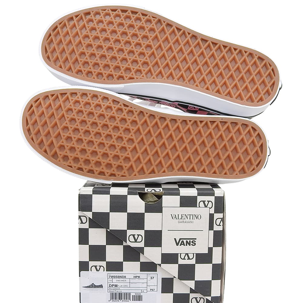VANS バンズ 新品同様 オーセンティック Vロゴ チェッカースニーカー レディース ピンク×ブラック 23.5cm 7W0S0ND8 25-26AW シューズ 23.5