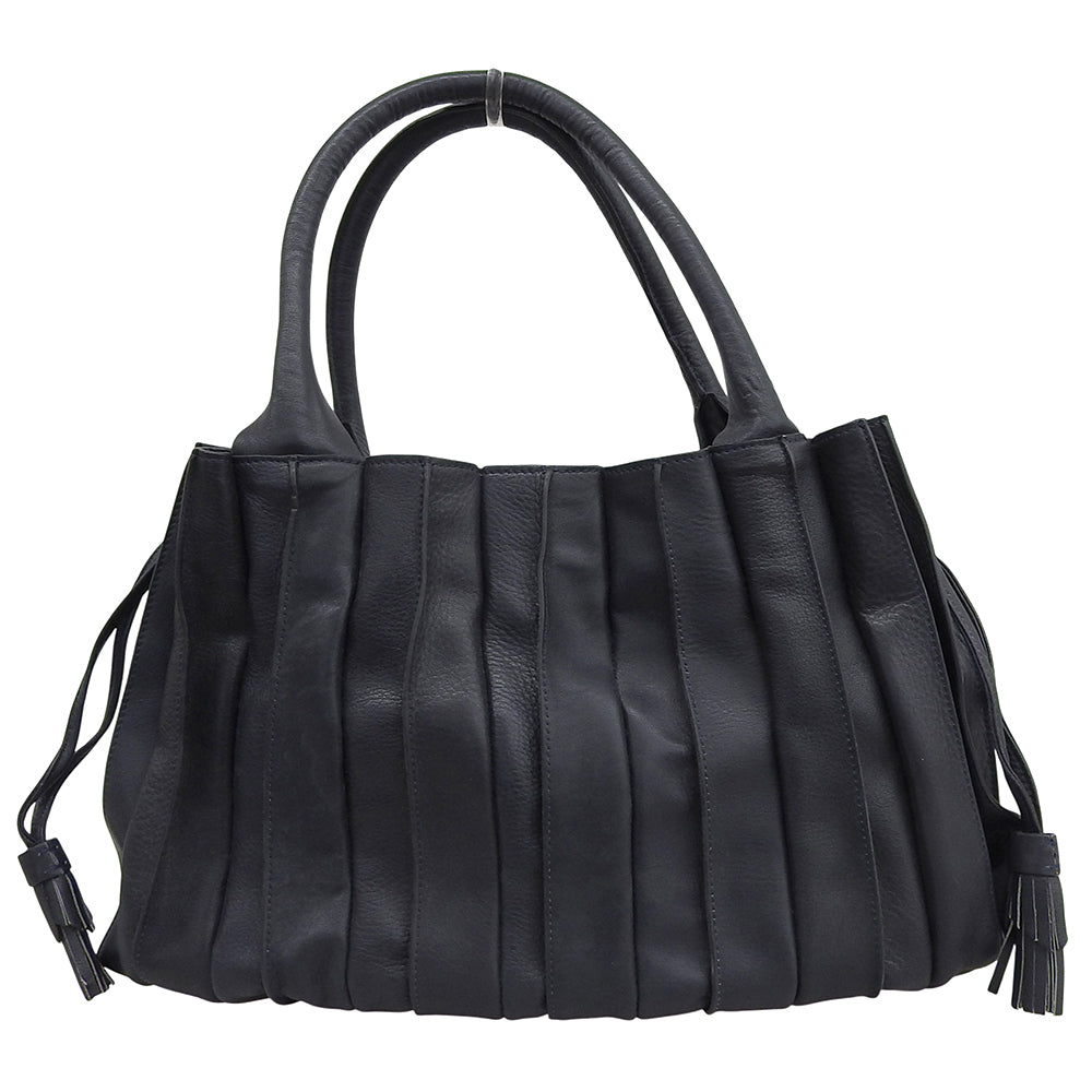 LUPO Barcelona Abanico Leather Handbag Women's Navy Handbag