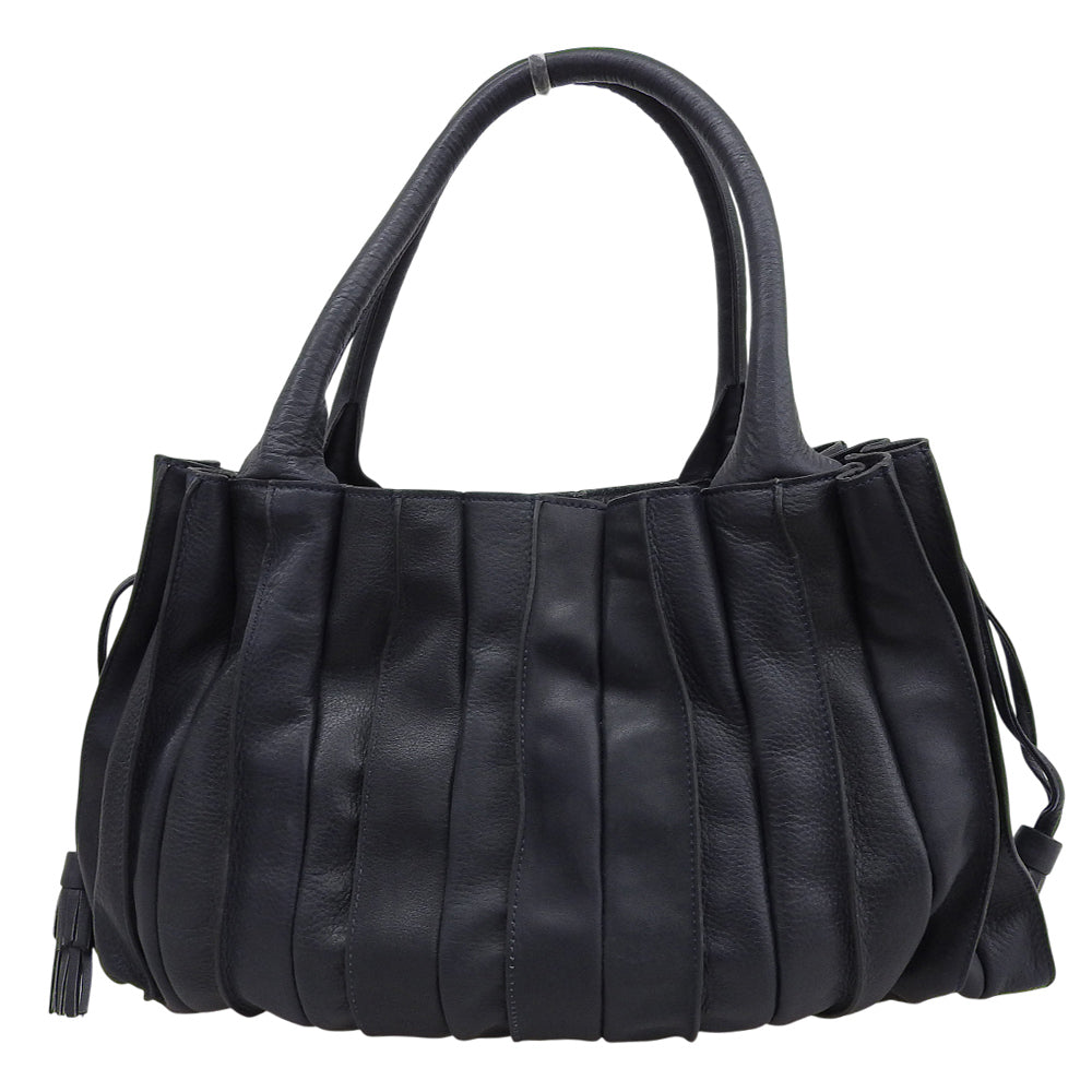 LUPO Barcelona Abanico Leather Handbag Women's Navy Handbag