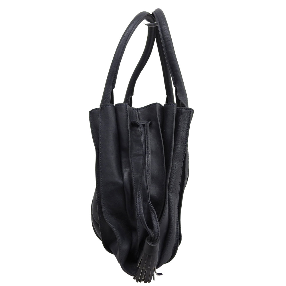 LUPO Barcelona Abanico Leather Handbag Women's Navy Handbag
