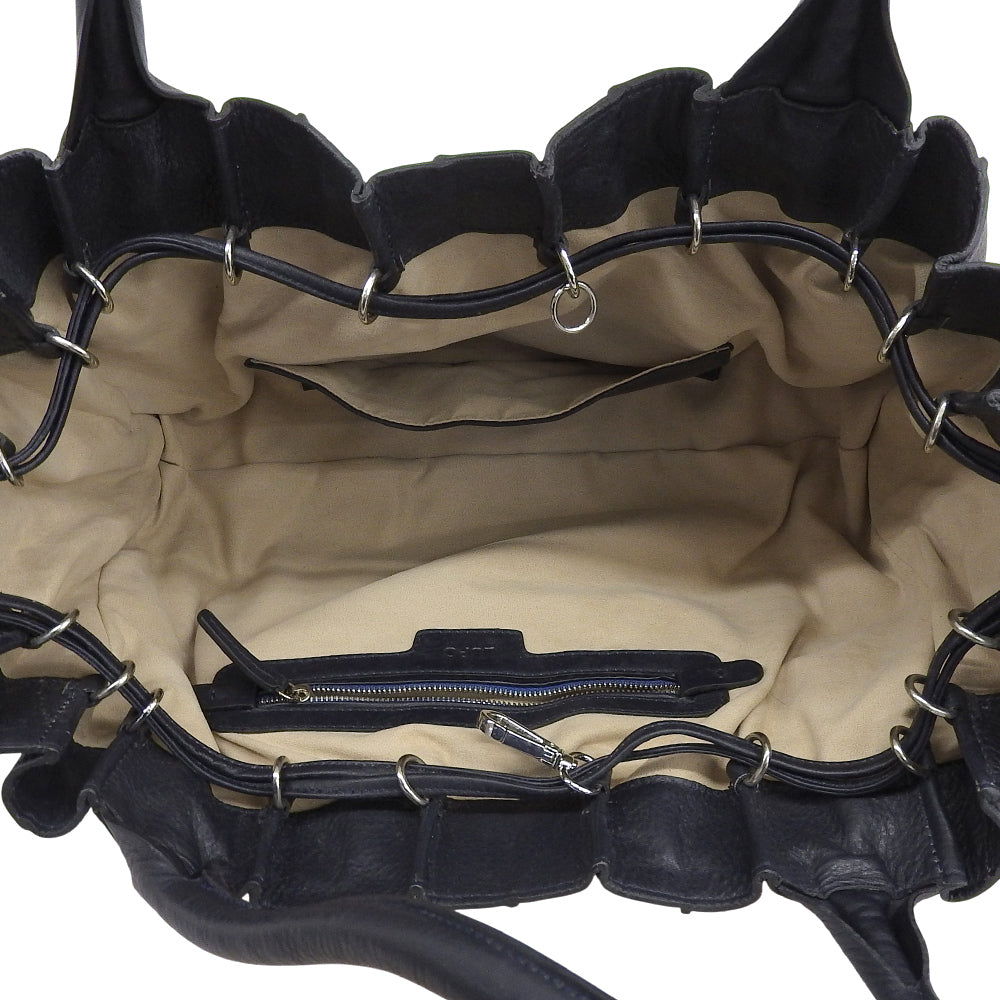 LUPO Barcelona Abanico Leather Handbag Women's Navy Handbag