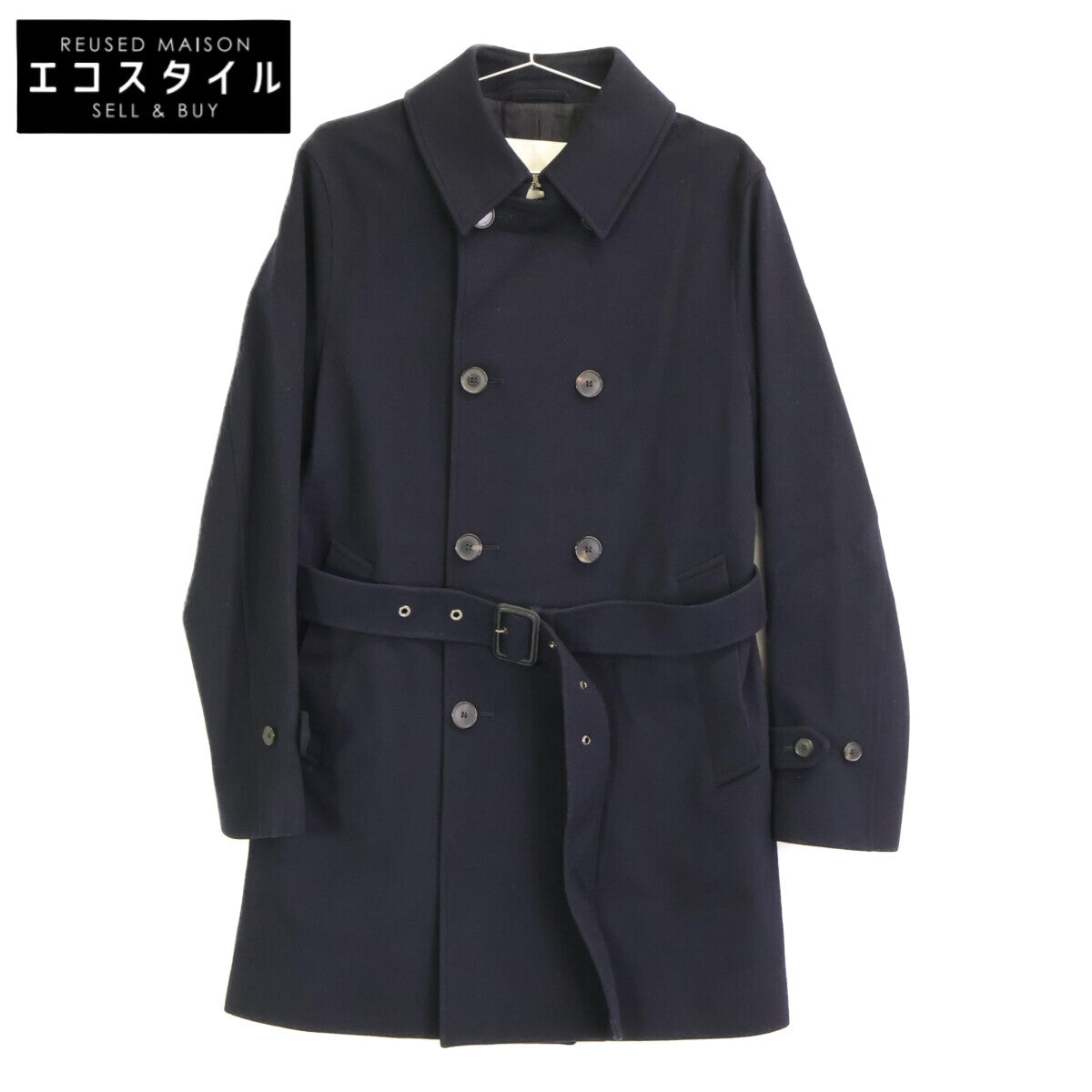 BLACK WOOL TRENCH COAT WITH BELT Coats for Men