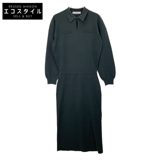 1254205139 Serene Collared Knit Dress Side Slit Knit One-Piece M Women's