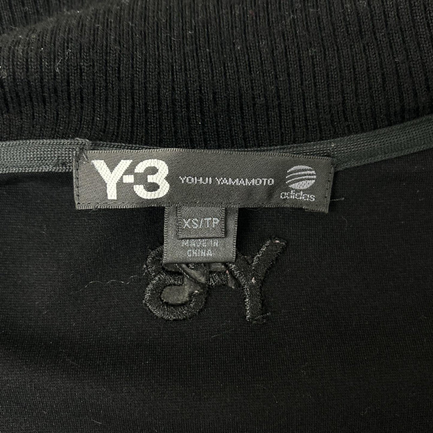 Y-3 ワイスリー 16D001 ブラック バックロゴ刺繍 リブニット トラックジャケット ジャケット