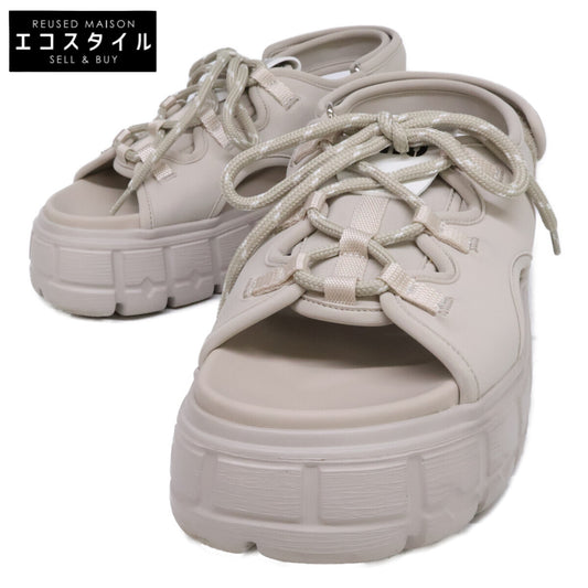 MIUMIU ミュウミュウ 美品 25SS 5X418E ライトベージュ EVAソール レースアップ チャンキー ネオプレンサンダル シューズ