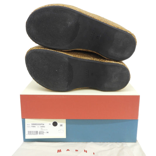 MARNI Beautiful Raffia Fabric Platform Clog Sandals Shoes Women's Beige 36 SBMS009704 25AW Shoes