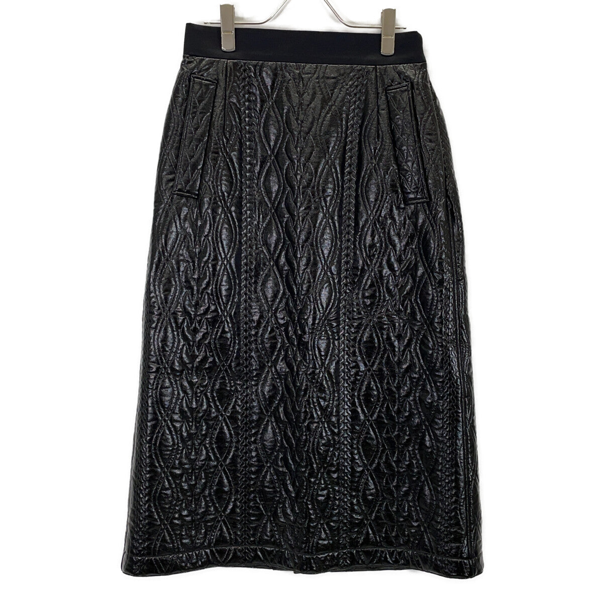 ADORE 25AW 531-5220141 Black Faux Leather Coated Jersey Flare Skirt