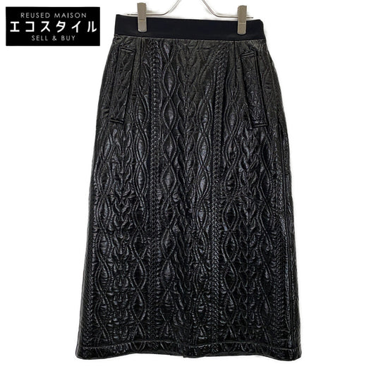 ADORE 25AW 531-5220141 Black Faux Leather Coated Jersey Flare Skirt