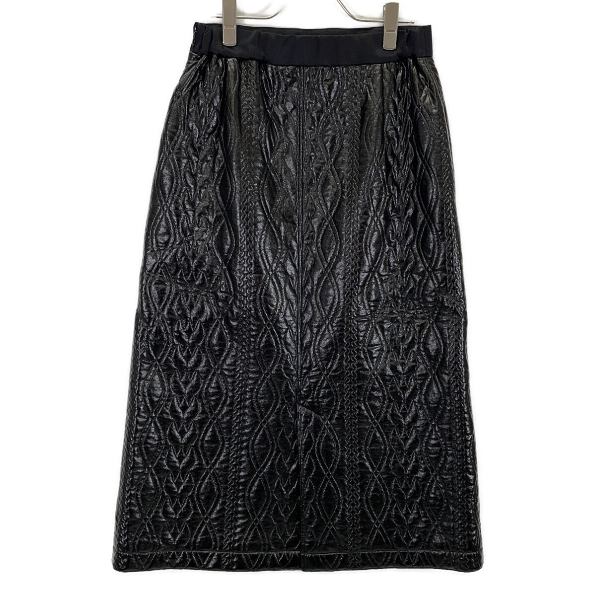 ADORE 25AW 531-5220141 Black Faux Leather Coated Jersey Flare Skirt