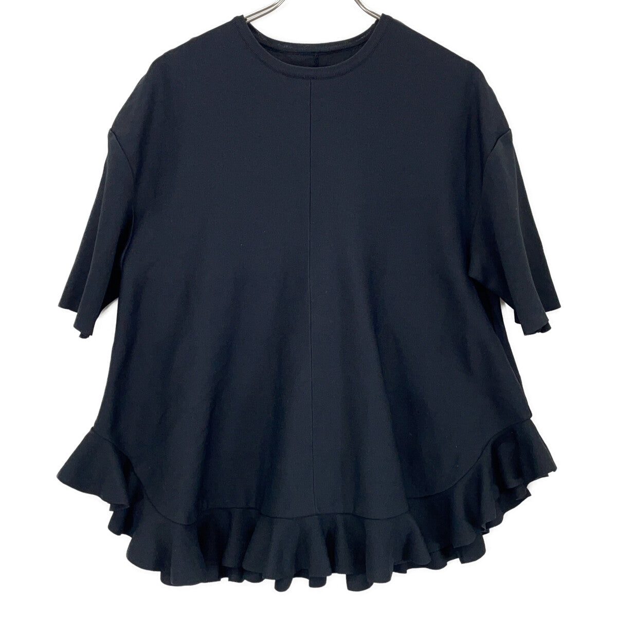 ADORE 25SS 531-5170320 Black Acetate x Nylon Ruffle Hem Knit Top
