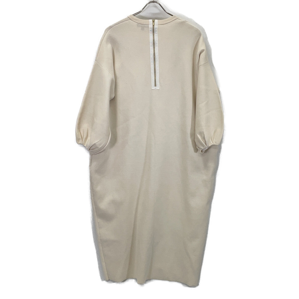 DRAWER 6526-199-1483 Ivory Wool-Silk Blend Back Zip Knit Dress