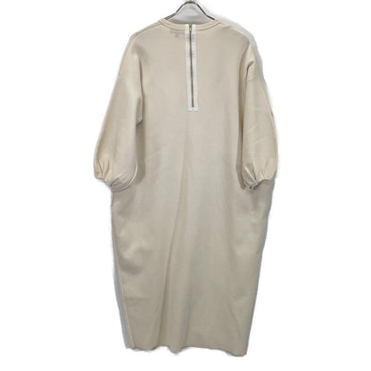 DRAWER 6526-199-1483 Ivory Wool-Silk Blend Back Zip Knit Dress
