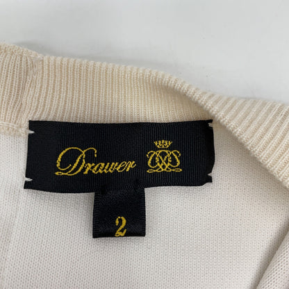 DRAWER 6526-199-1483 Ivory Wool-Silk Blend Back Zip Knit Dress