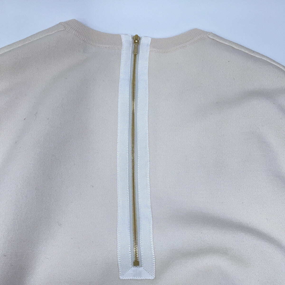 DRAWER 6526-199-1483 Ivory Wool-Silk Blend Back Zip Knit Dress