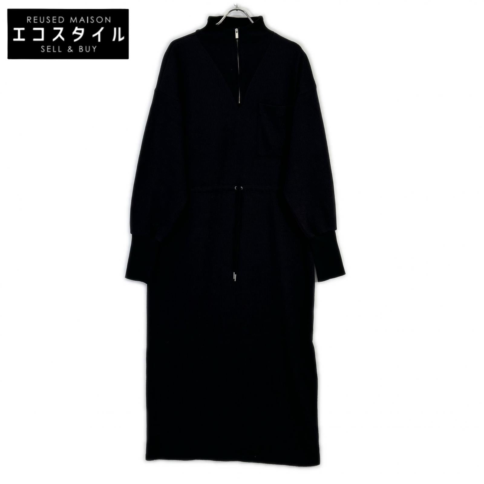Black and Half Zip Sweat Dress Women's M