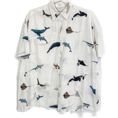nagonstans 【24SS】470HS830-0920 BOX Pleat Painting of Sea creatures SH Short-sleeved shirt Tops