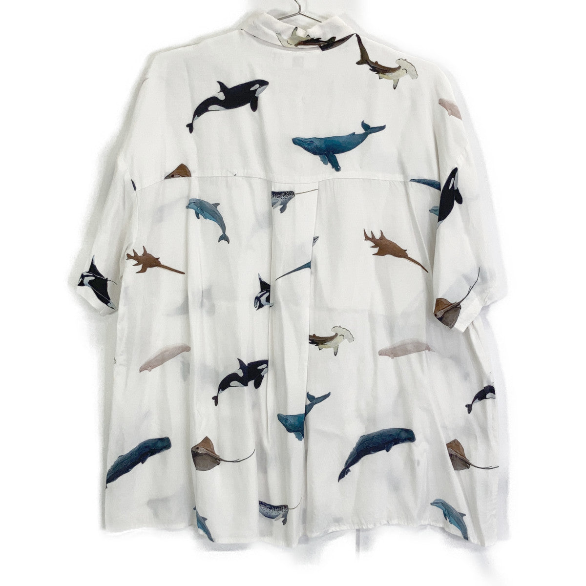 nagonstans 【24SS】470HS830-0920 BOX Pleat Painting of Sea creatures SH Short-sleeved shirt Tops