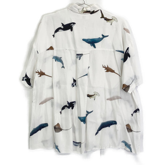 nagonstans 【24SS】470HS830-0920 BOX Pleat Painting of Sea creatures SH Short-sleeved shirt Tops