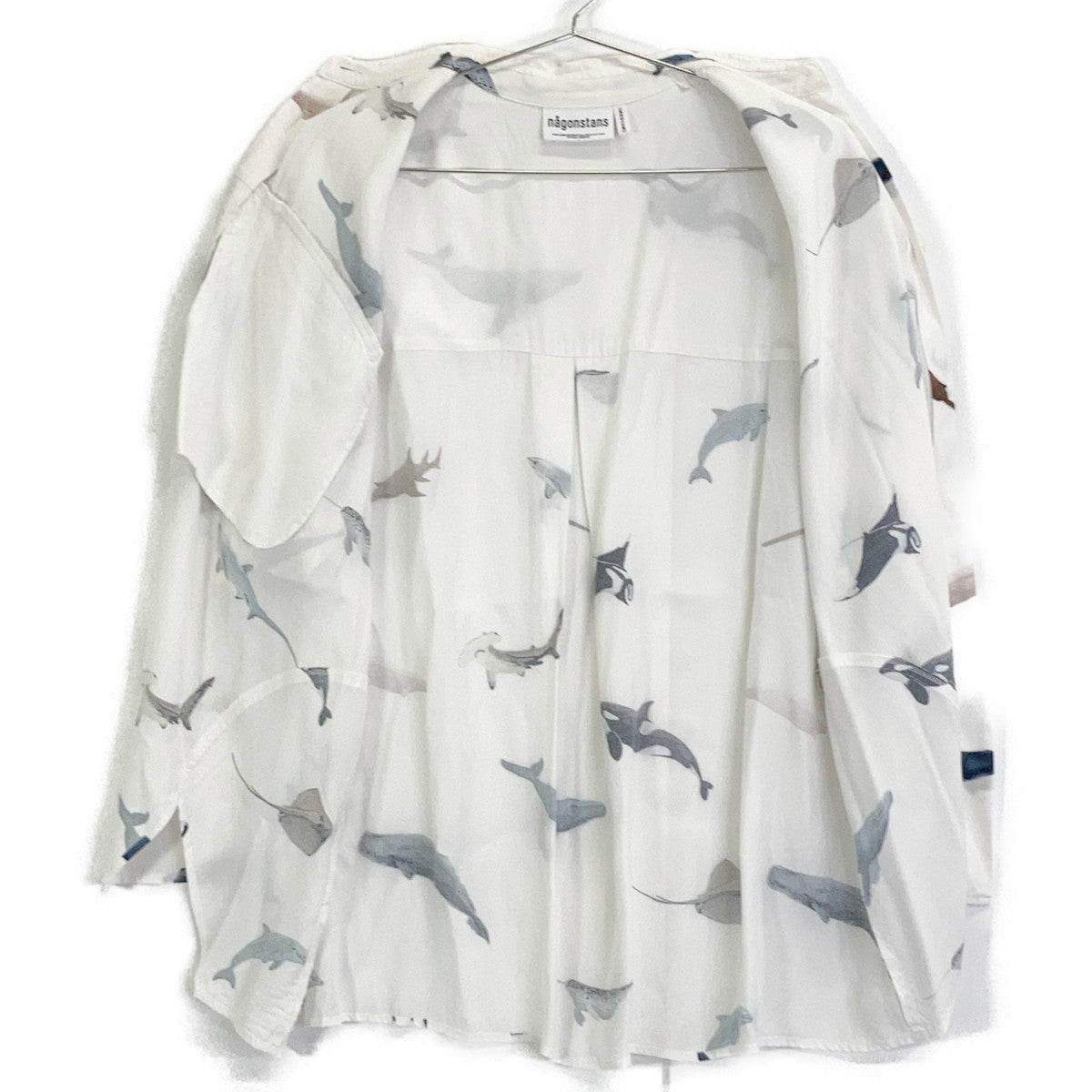 nagonstans 【24SS】470HS830-0920 BOX Pleat Painting of Sea creatures SH Short-sleeved shirt Tops