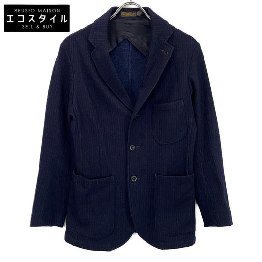 RRL ダブルアールエル 782959770001 ネイビー ウール×コットン ノッチドラペル アンコンストラクテッド ストライプ ジャカードニットスポーツブレザー ジャケット