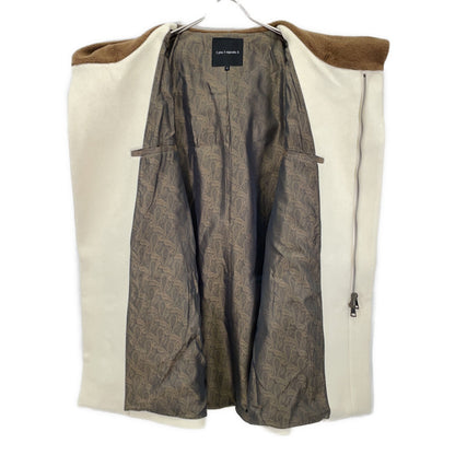 1piu1uguale3 Uno Piu Uno Uguale Tre MRC157-WOL157 Beige x Camel WRAP HOODED Wool Boa Hood Switching Coat