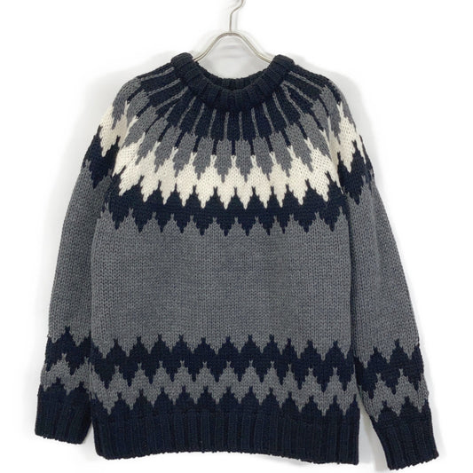 1piu1uguale3 ウノピゥウノウグァーレトレ MRK262-WOL152 ｸﾞﾚｰ NORDIC BIG CREW ﾉﾙﾃﾞｨｯｸｸﾙｰﾈｯｸﾆｯﾄ トップス V