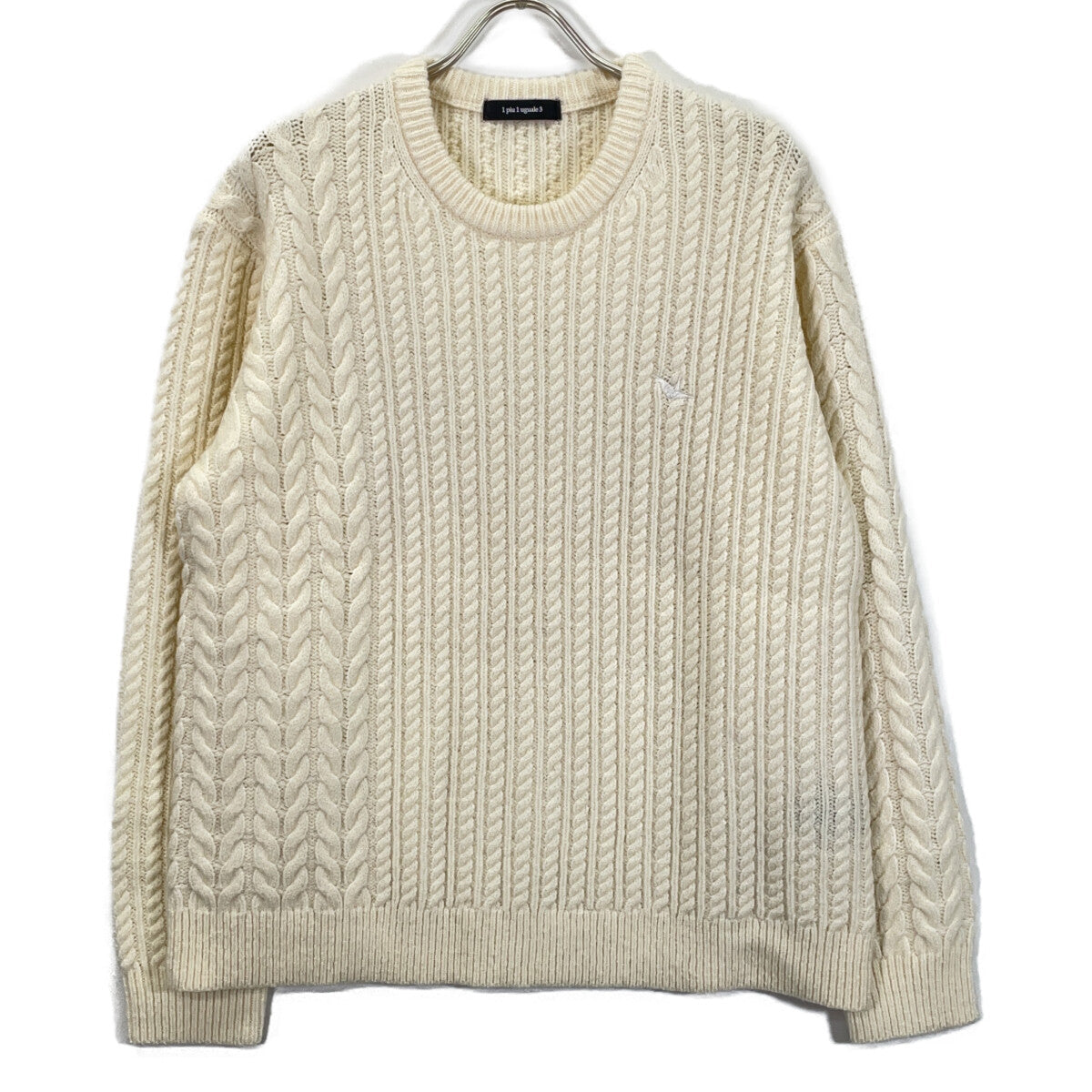 1piu1uguale3 Uno Piu Uno Uguale Tre [Excellent Condition] MRK278-WNY043 CRAZY CABLE CREW Logo Embroidered Crew Neck Knit Sweater / Top