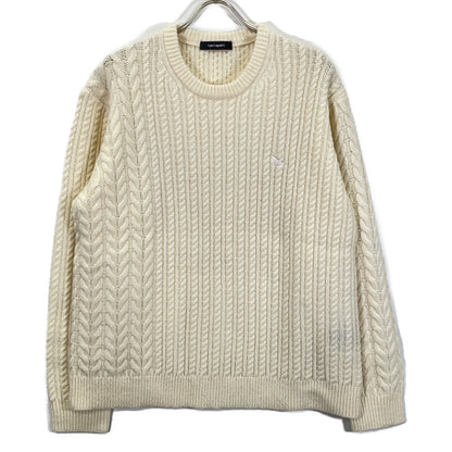 1piu1uguale3 Uno Piu Uno Uguale Tre [Excellent Condition] MRK278-WNY043 CRAZY CABLE CREW Logo Embroidered Crew Neck Knit Sweater / Top