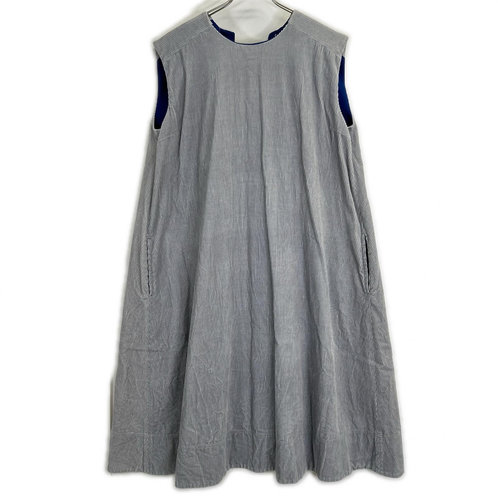 yori ヨリ YR1724-098AT ライトブルー コーデュロイノースリーブワンピース ワンピース