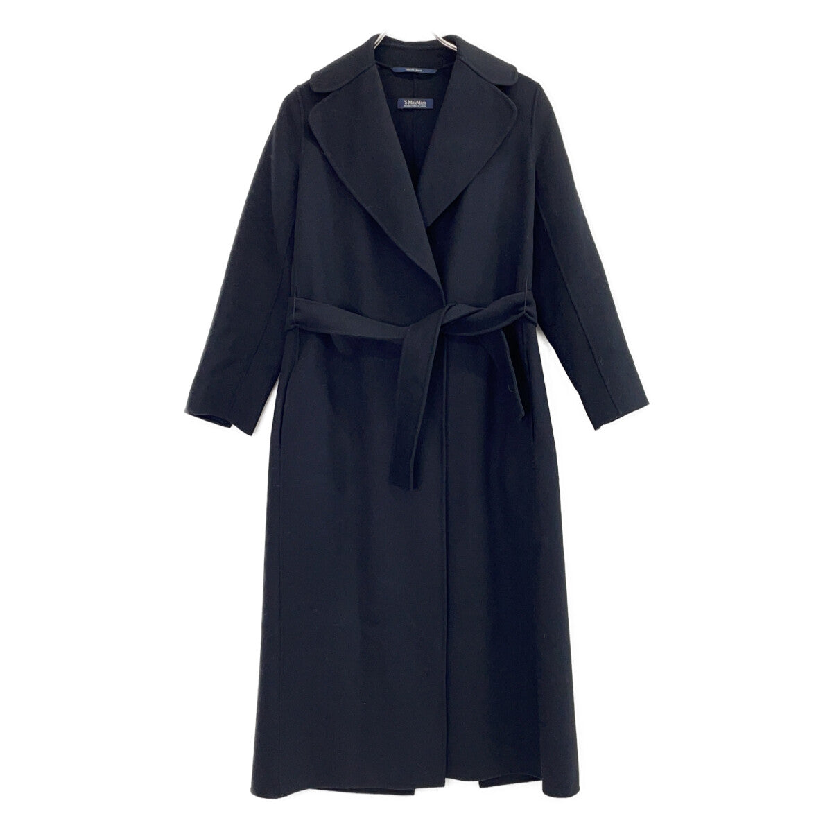 S MaxMara エスマックスマーラ 901609936 クトートアマーノ ブラック ヴァージンウール ダブルフェイス ベルテッドロングコート コート