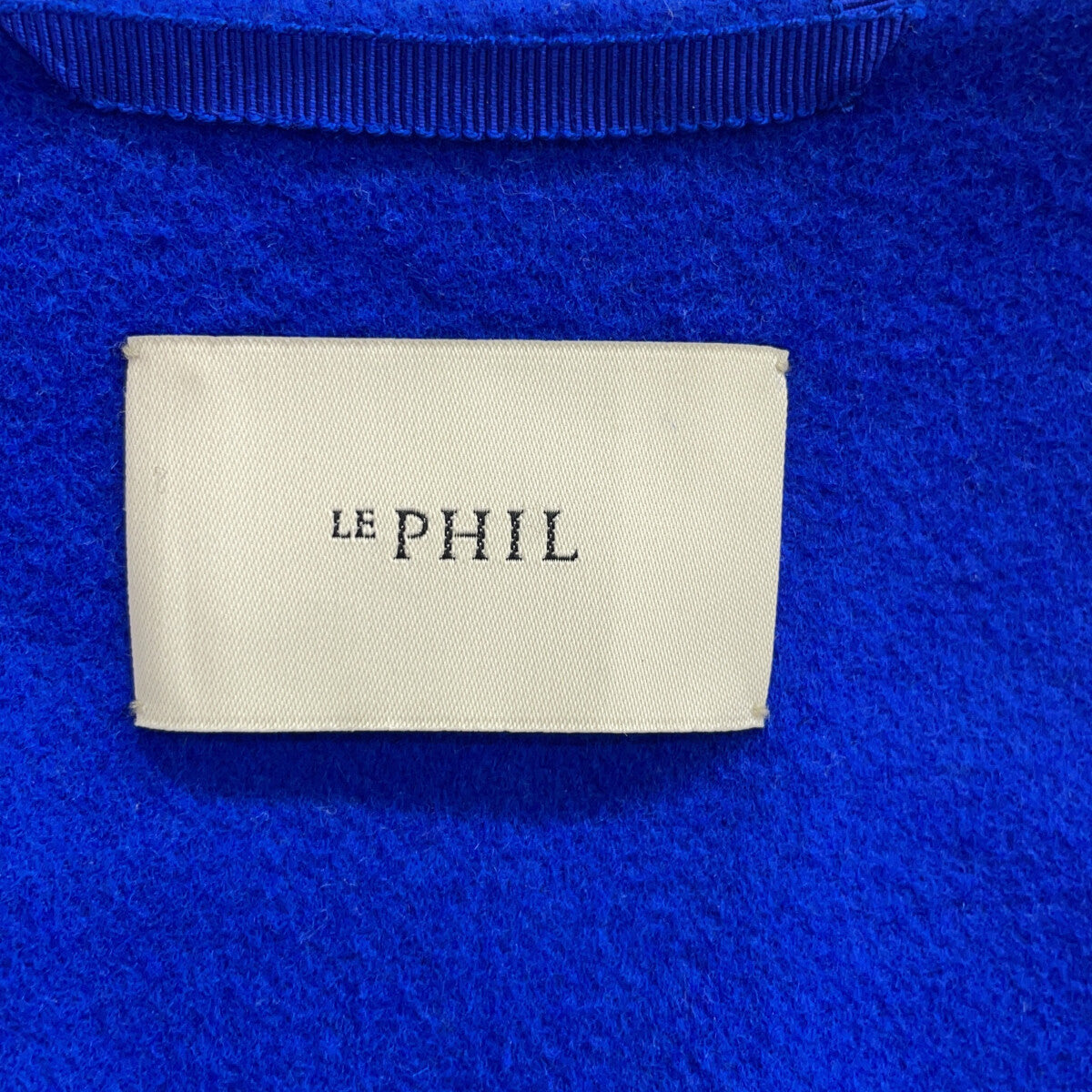 LE PHIL ル フィル 534-9252001 ブルー ウール100 ストール付きダブルフェイスノーカラーロングコート コート