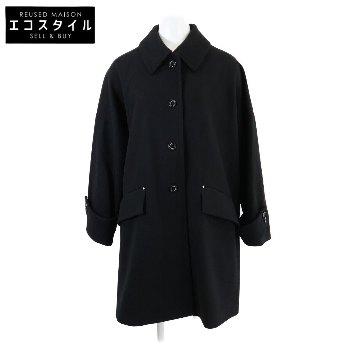 【Mint condition/Domestic正規】L242MO1157FL2K HUMBIE Melton Wool Oversized Drop Shoulder Coat 8 Ladies