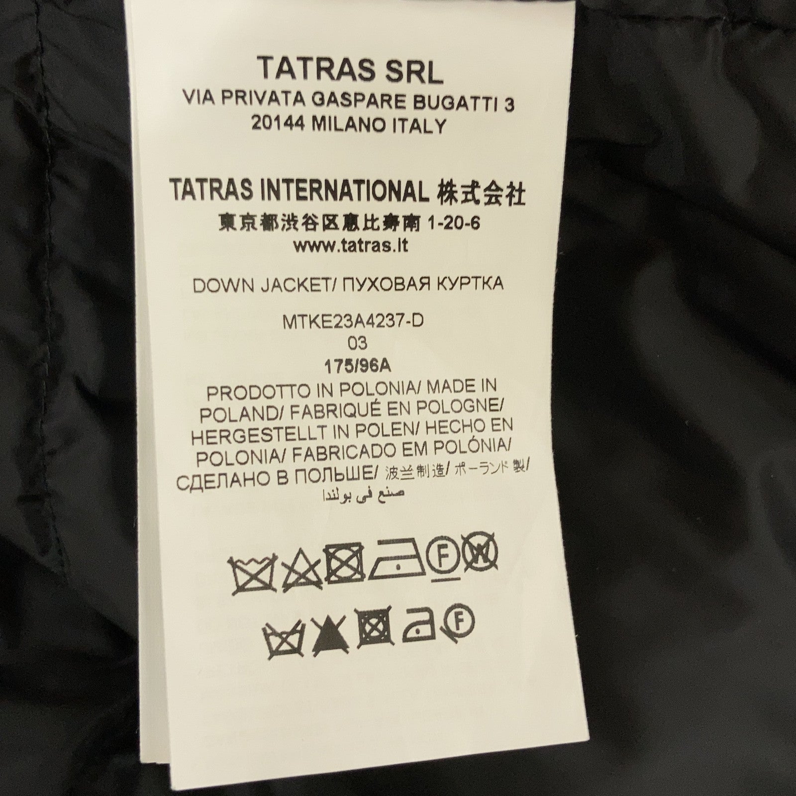 TATRAS タトラス MTKE23A4237-D 23AW ブラック YALBILO ヤルビロ フーデットダウンコート コート