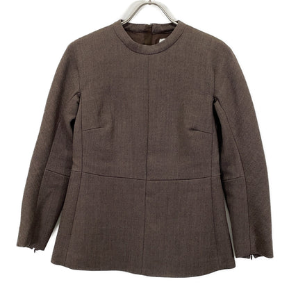 JIL SANDER 极简女王 JIL SANDER JSPP560210 米色羊毛真丝无领夹克套头衫上衣