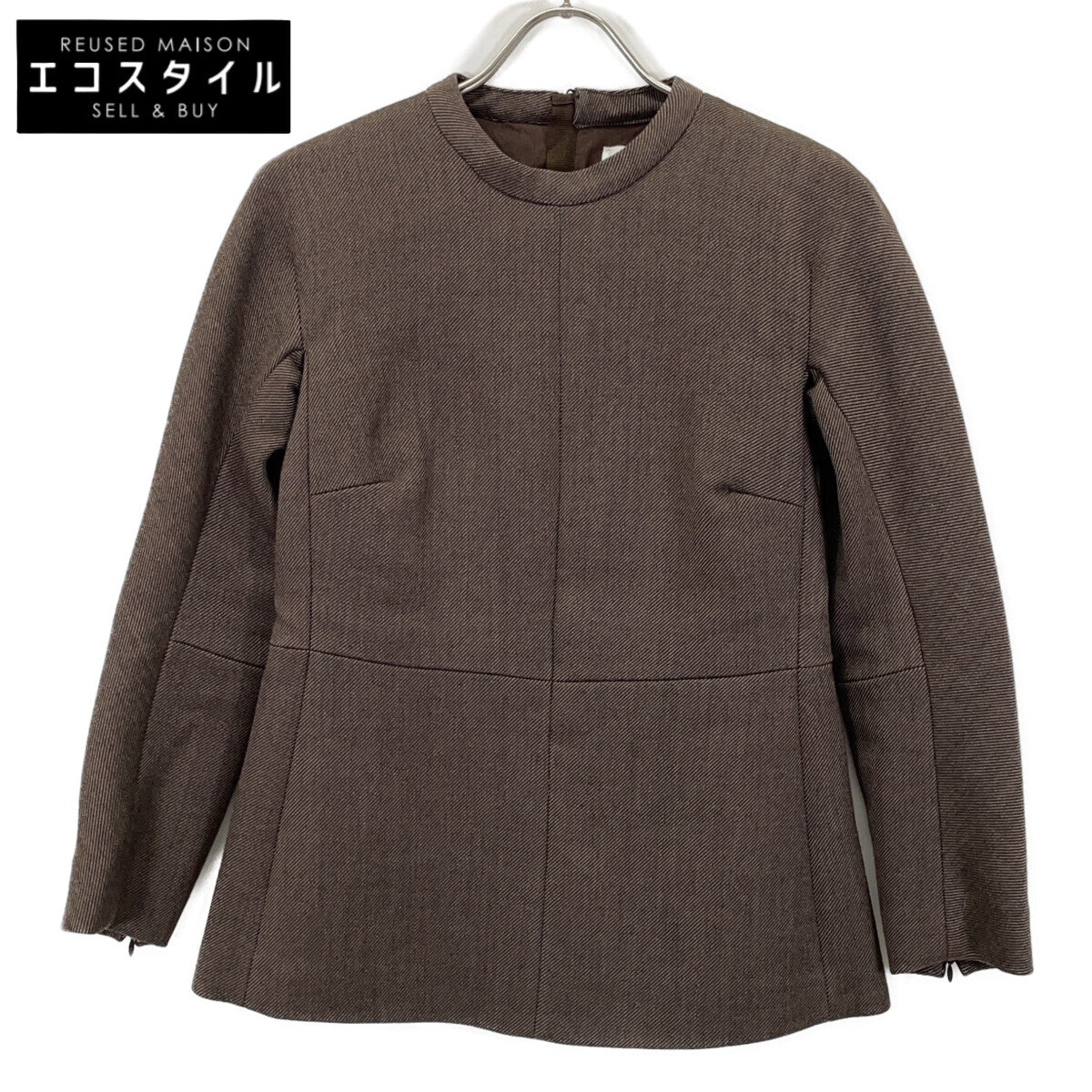 JIL SANDER 极简女王 JIL SANDER JSPP560210 米色羊毛真丝无领夹克套头衫上衣