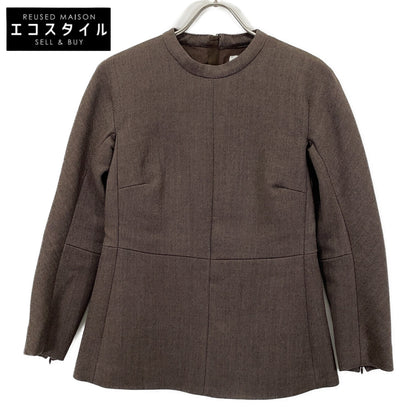 JIL SANDER 极简女王 JIL SANDER JSPP560210 米色羊毛真丝无领夹克套头衫上衣